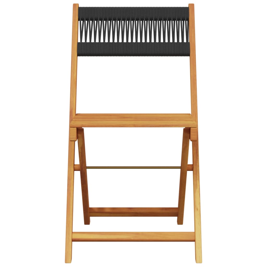 vidaXL Bistro Chairs 2 pcs Black Solid Wood Acacia and Rope