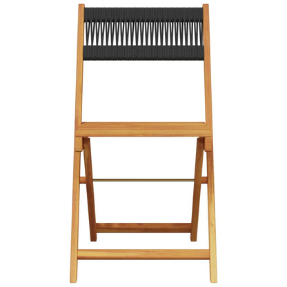 vidaXL Bistro Chairs 2 pcs Black Solid Wood Acacia and Rope