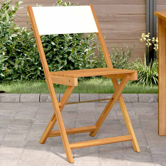 vidaXL Folding Chairs 2 pcs Cream White Solid Wood Acacia and Fabric