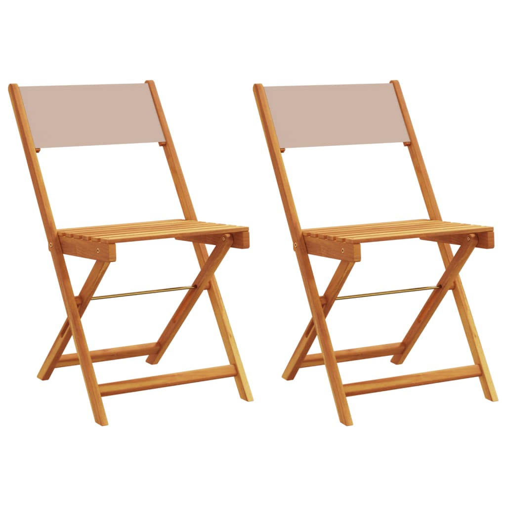 vidaXL Bistro Chairs 2 pcs Taupe Solid Wood Acacia and Fabric