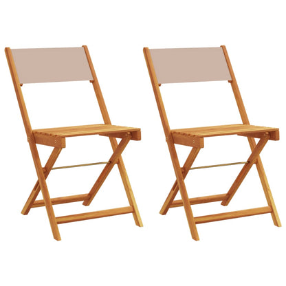 vidaXL Bistro Chairs 2 pcs Taupe Solid Wood Acacia and Fabric