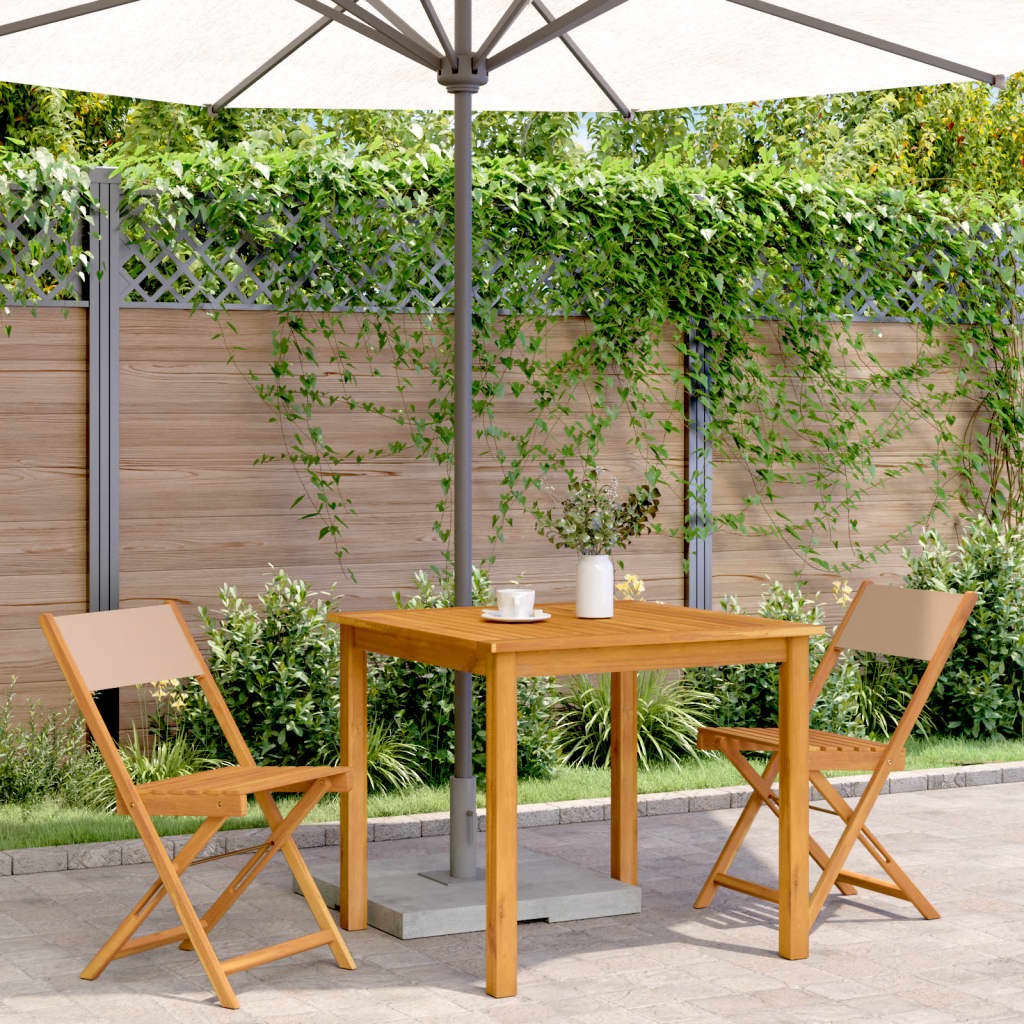 vidaXL Bistro Chairs 2 pcs Taupe Solid Wood Acacia and Fabric