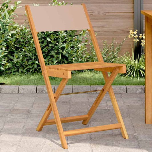 vidaXL Folding Chairs 2 pcs Taupe Solid Wood Acacia and Fabric