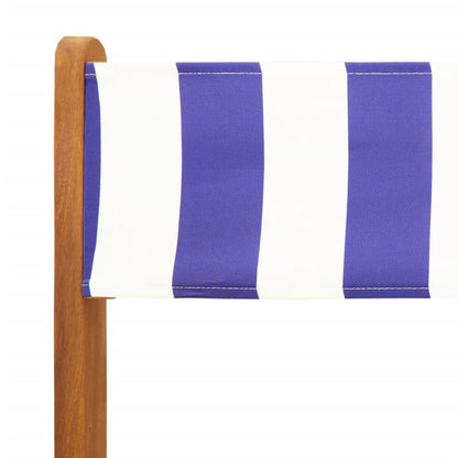 vidaXL Bistro Chairs 2 pcs Blue and White Solid Wood Acacia and Fabric