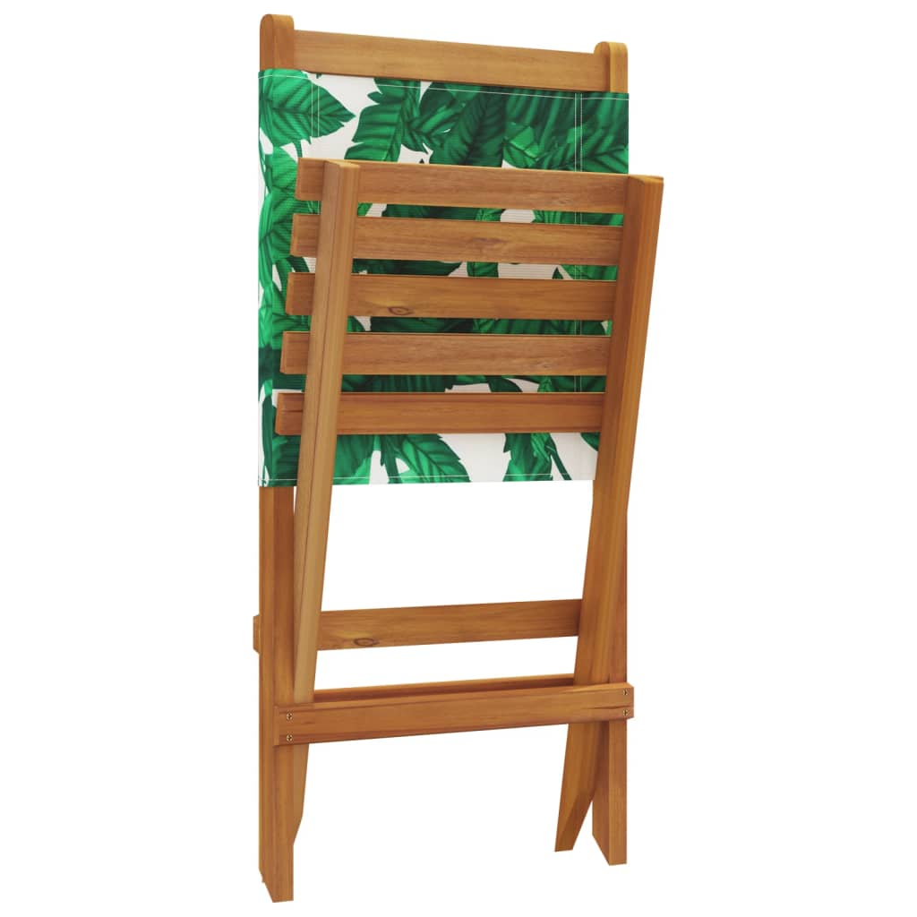 vidaXL Garden Chairs 2 pcs Leaf Pattern Solid Wood Acacia and Fabric