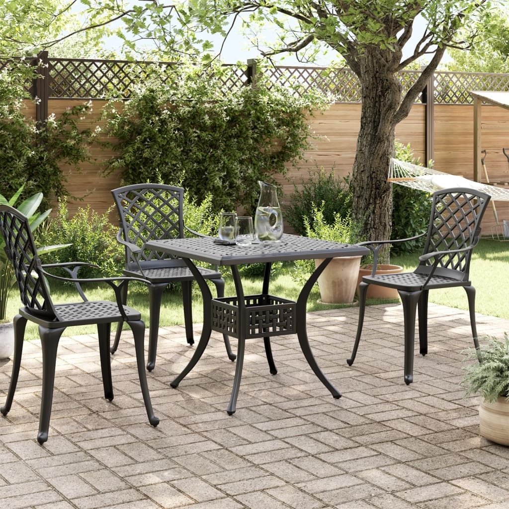 vidaXL Garden Table Black 80x80x75 cm Cast Aluminium