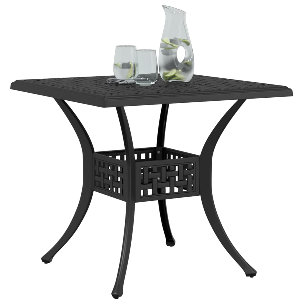 vidaXL Garden Table Black 80x80x75 cm Cast Aluminium