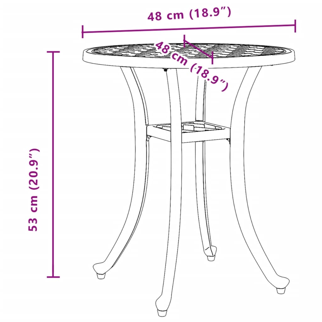 vidaXL Garden Table Black Ø48x53 cm Cast Aluminium