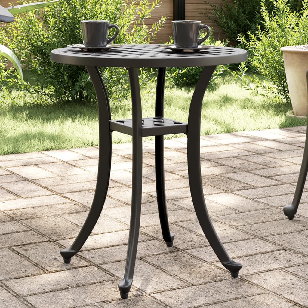 vidaXL Garden Table Black Ø48x53 cm Cast Aluminium