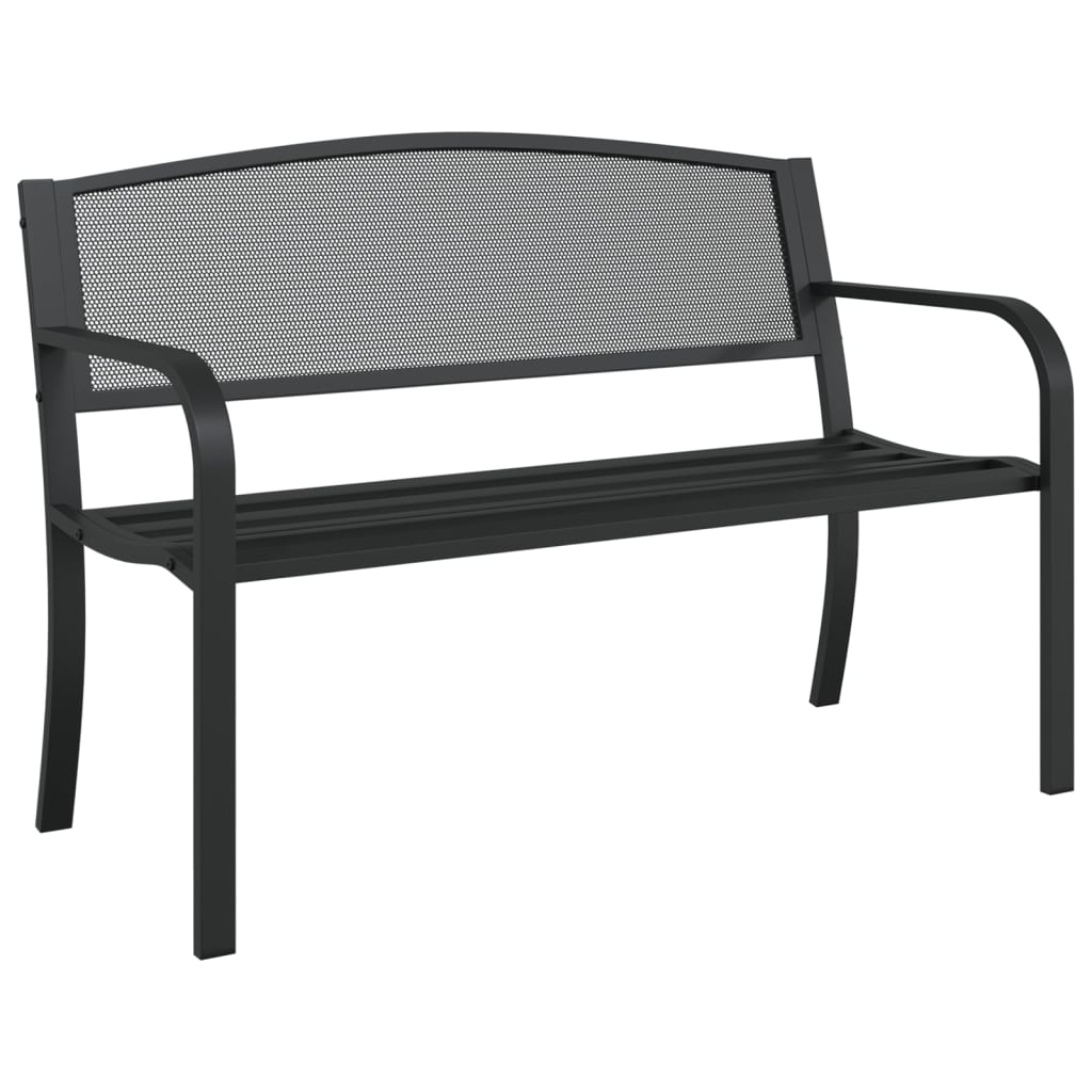vidaXL Garden Bench | Black | Powder-Coated Steel | Standard |  Durable