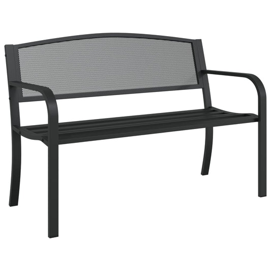 vidaXL Garden Bench | Black | Powder-Coated Steel | Standard |  Durable