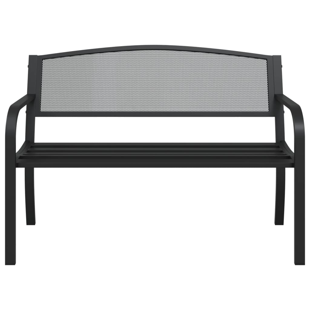 vidaXL Garden Bench | Black | Powder-Coated Steel | Standard |  Durable