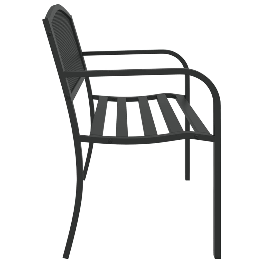 vidaXL Garden Bench | Black | Powder-Coated Steel | Standard |  Durable