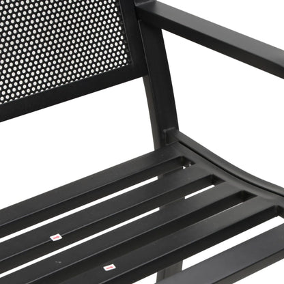 vidaXL Garden Bench | Black | Powder-Coated Steel | Standard |  Durable