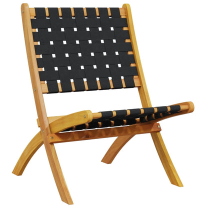 vidaXL Folding Chairs 2 pcs Black Solid Wood Acacia and Fabric