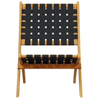 vidaXL Folding Chairs 2 pcs Black Solid Wood Acacia and Fabric