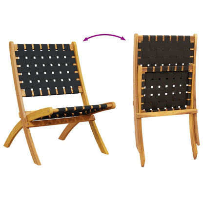 vidaXL Folding Chairs 2 pcs Black Solid Wood Acacia and Fabric