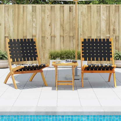 vidaXL Folding Chairs 2 pcs Black Solid Wood Acacia and Fabric