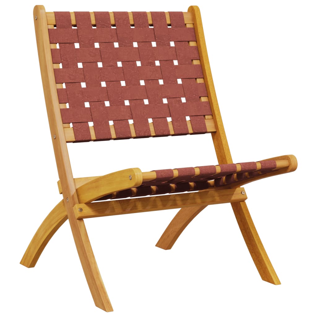 vidaXL Folding Chairs 2 pcs Red Solid Wood Acacia and Fabric