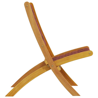 vidaXL Folding Chairs 2 pcs Red Solid Wood Acacia and Fabric