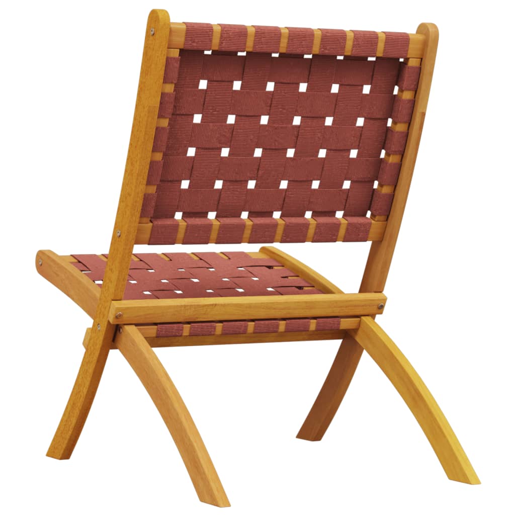 vidaXL Folding Chairs 2 pcs Red Solid Wood Acacia and Fabric