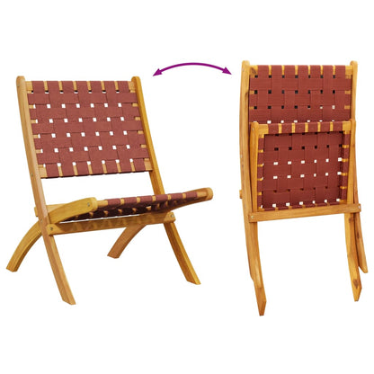vidaXL Folding Chairs 2 pcs Red Solid Wood Acacia and Fabric