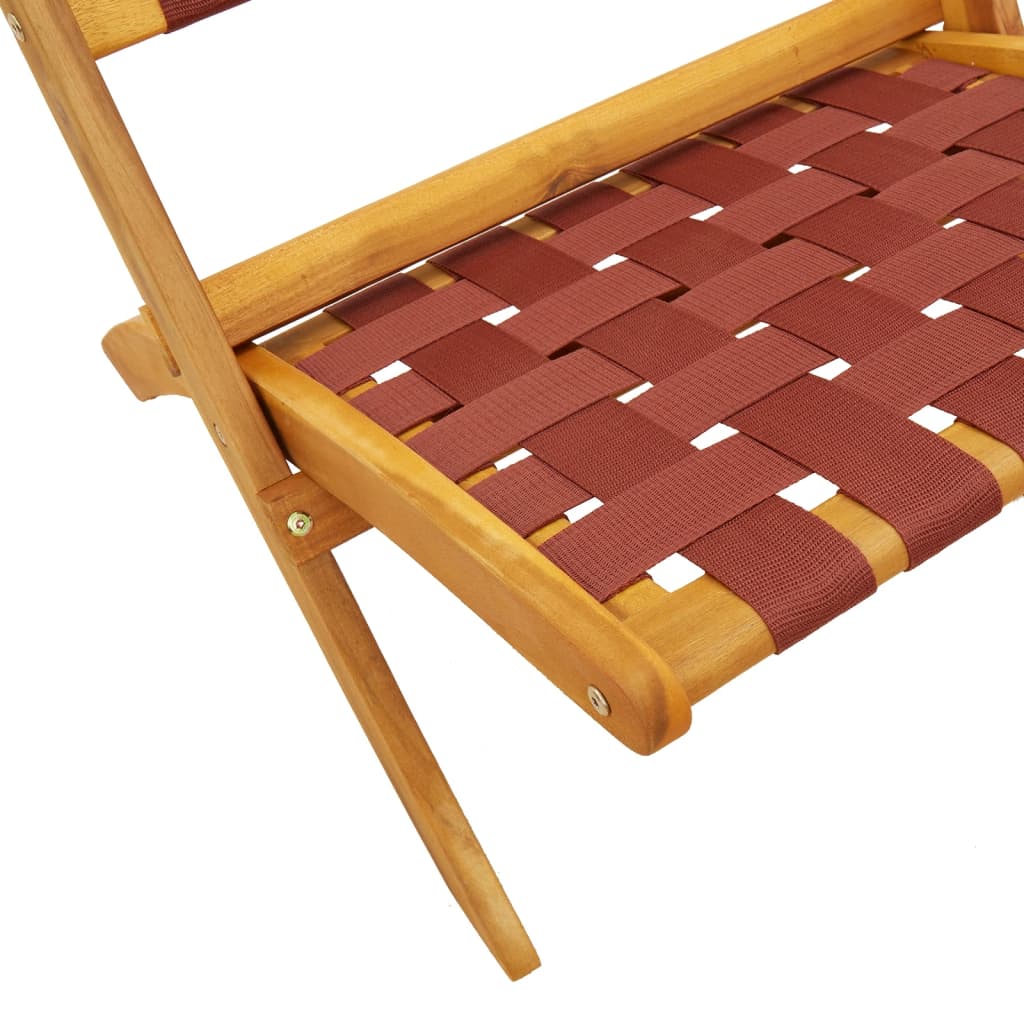 vidaXL Folding Chairs 2 pcs Red Solid Wood Acacia and Fabric