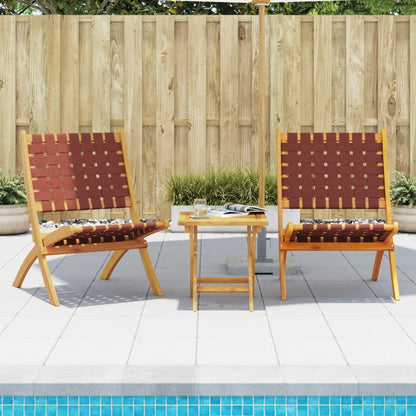 vidaXL Folding Chairs 2 pcs Red Solid Wood Acacia and Fabric