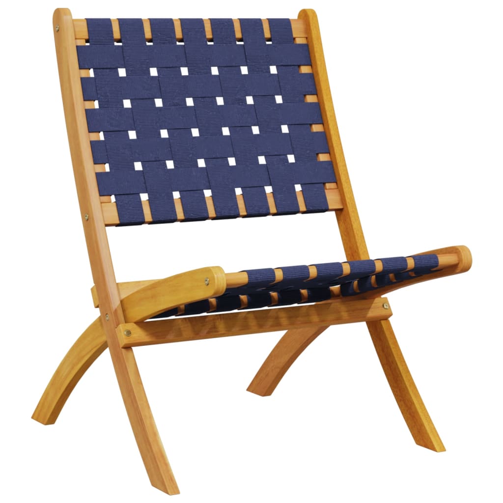 vidaXL Folding Chairs 2 pcs Dark Blue Solid Wood Acacia and Fabric