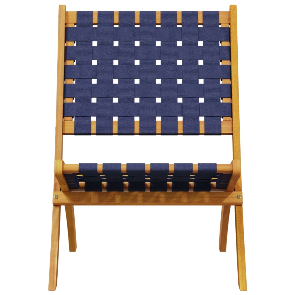 vidaXL Folding Chairs 2 pcs Dark Blue Solid Wood Acacia and Fabric