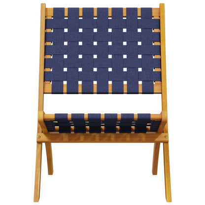 vidaXL Folding Chairs 2 pcs Dark Blue Solid Wood Acacia and Fabric