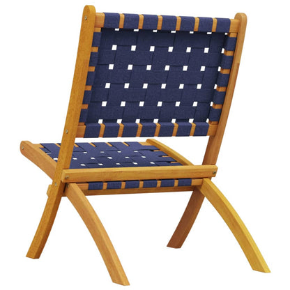 vidaXL Folding Chairs 2 pcs Dark Blue Solid Wood Acacia and Fabric