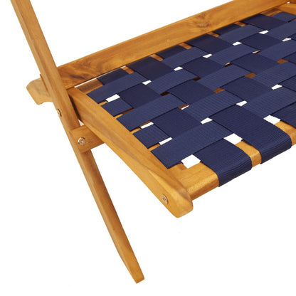 vidaXL Folding Chairs 2 pcs Dark Blue Solid Wood Acacia and Fabric