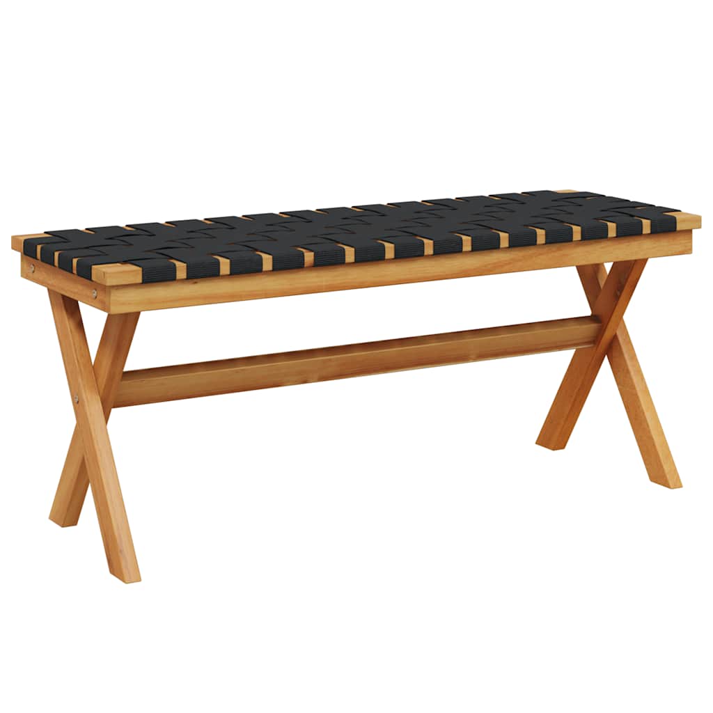 vidaXL Garden Bench Black Solid Wood Acacia and Fabric