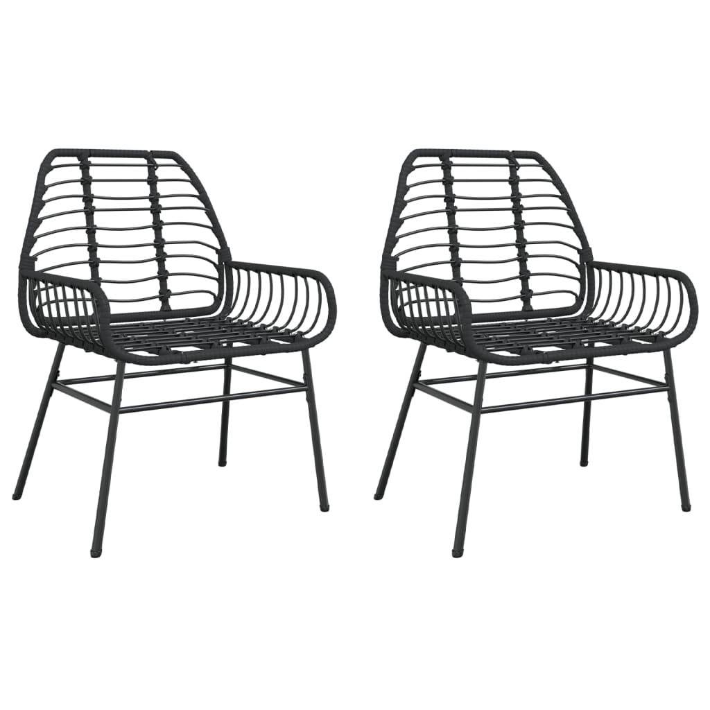 vidaXL Garden Chairs 2 pcs Black Poly Rattan