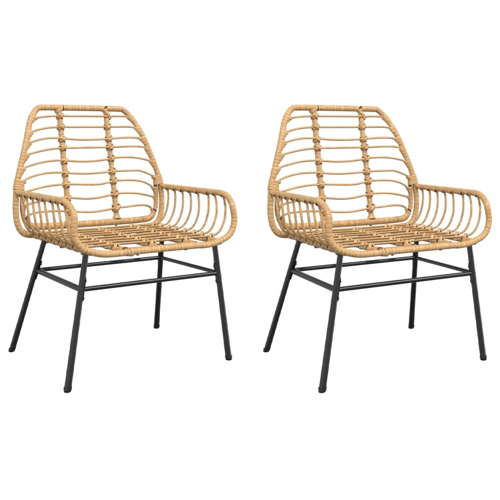 vidaXL Garden Chairs 2 pcs Brown Poly Rattan