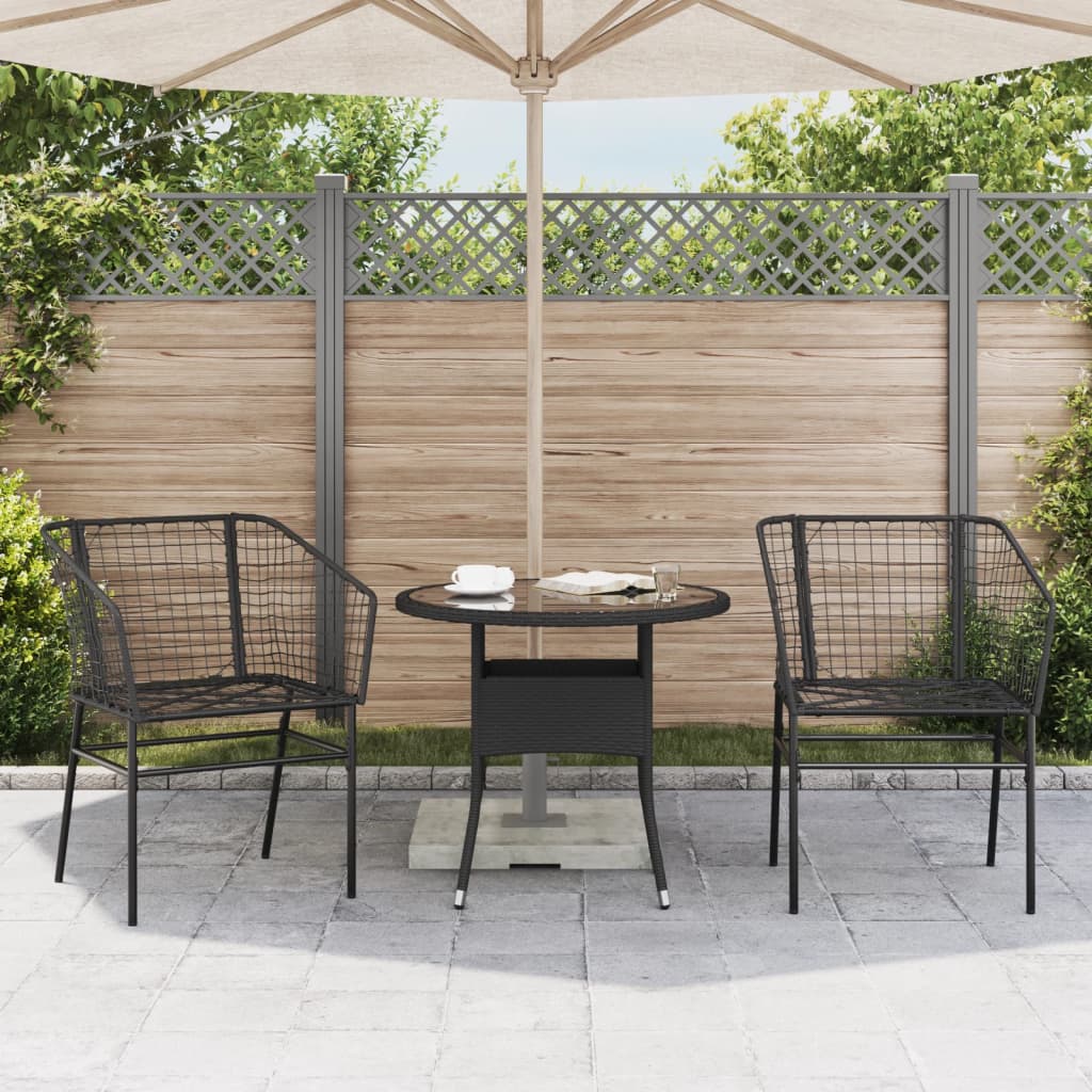 vidaXL Garden Chair | Black | PE Rattan, Powder-Coated Steel | Durable