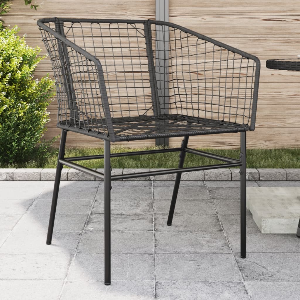 vidaXL Garden Chair | Black | PE Rattan, Powder-Coated Steel | Durable