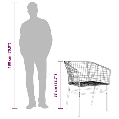 vidaXL Garden Chair | Brown | PE rattan, powder-coated steel | Standard
