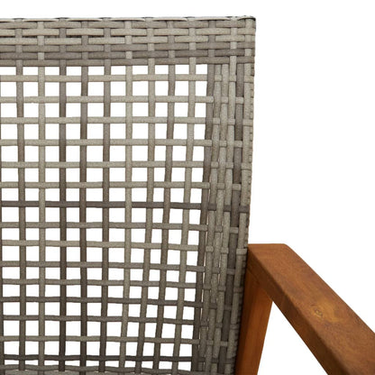 vidaXL Garden Bench Grey 112 cm Poly Rattan and Acacia Wood