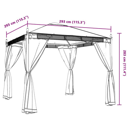 vidaXL Gazebo with Mesh Walls Anthracite 2.93x2.93 m Steel