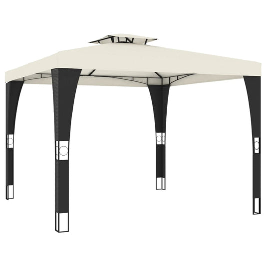 vidaXL Gazebo with Double Roof Cream 2.98x2.98 m Steel