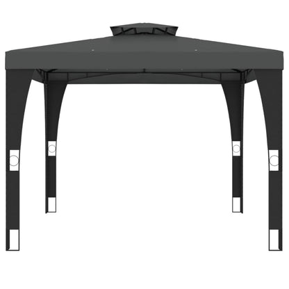 vidaXL Gazebo with Double Roof Anthracite 2.98x2.98 m Steel
