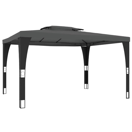 vidaXL Gazebo with Double Roof Anthracite 3.98x2.98 m Steel