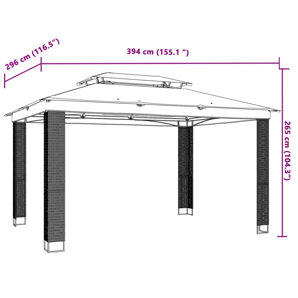vidaXL Gazebo | Anthracite | Powder-coated steel, polyester with PA coating