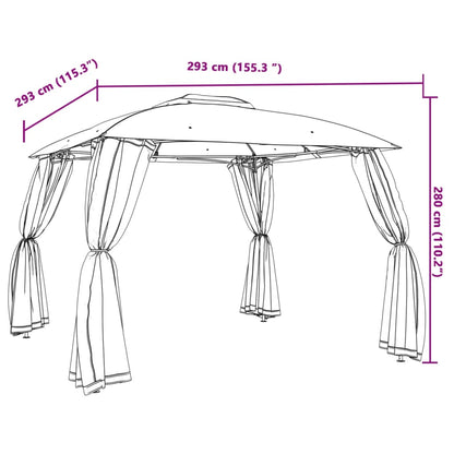 vidaXL Gazebo with Double Roof and Mesh Walls Cream 2.93x2.93 m Steel