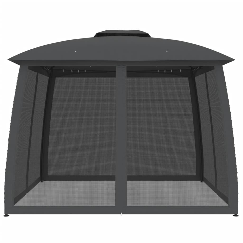 vidaXL Gazebo with Double Roof&Mesh Walls Anthracite 2.93x2.93 m Steel