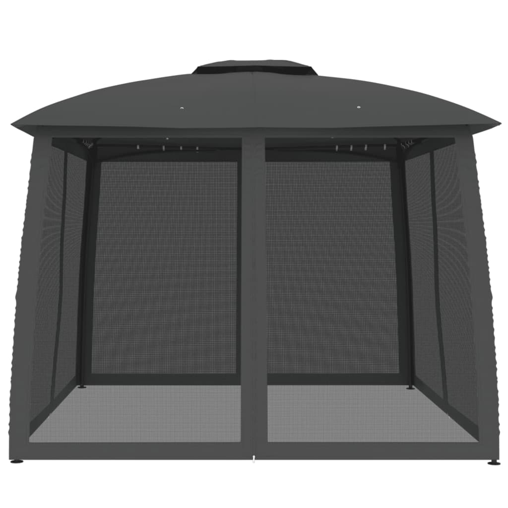 vidaXL Gazebo with Double Roof&Mesh Walls Anthracite 2.93x2.93 m Steel