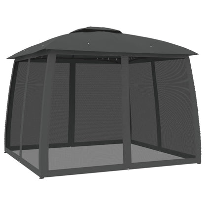 vidaXL Gazebo with Double Roof&Mesh Walls Anthracite 2.93x2.93 m Steel