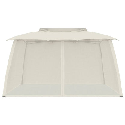 vidaXL Gazebo with Double Roof and Mesh Walls Cream 3.93x2.93 m Steel
